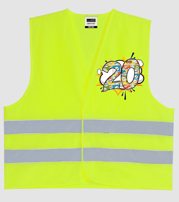 Birthday Comic Number 20 model galben neon pe tricou