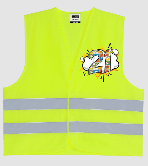 Birthday Comic Number 21 model galben neon pe tricou
