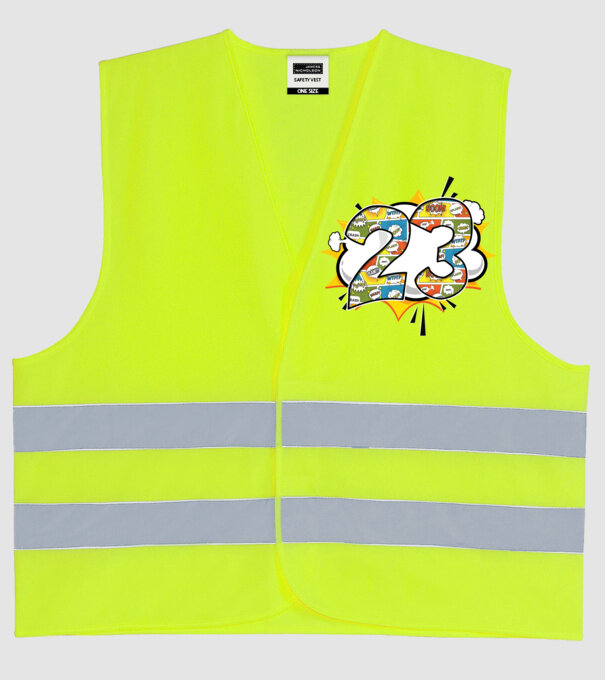 Birthday Comic Number 23 model galben neon pe tricou
