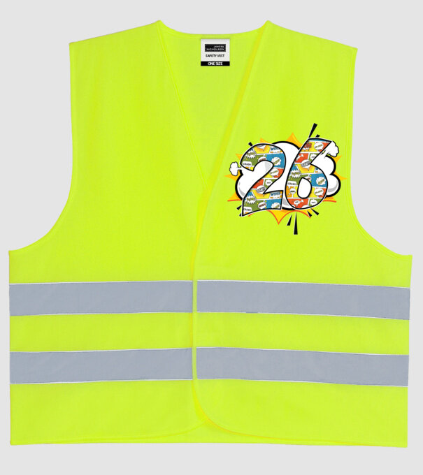 Birthday Comic Number 26 model galben neon pe tricou