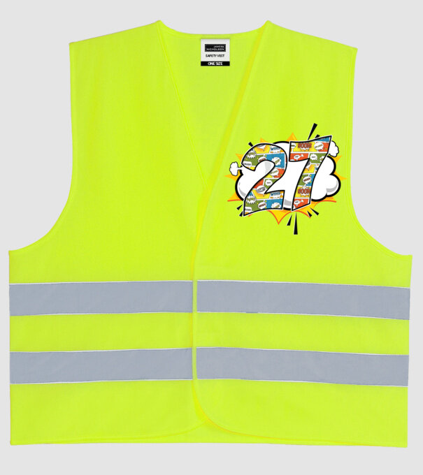 Birthday Comic Number 27 model galben neon pe tricou