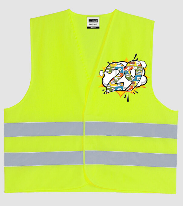 Birthday Comic Number 29 model galben neon pe tricou
