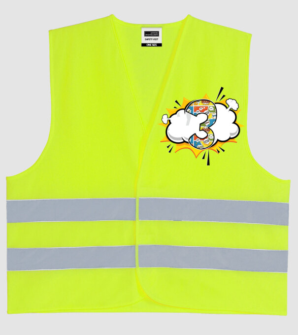 Birthday Comic Number 3 model galben neon pe tricou