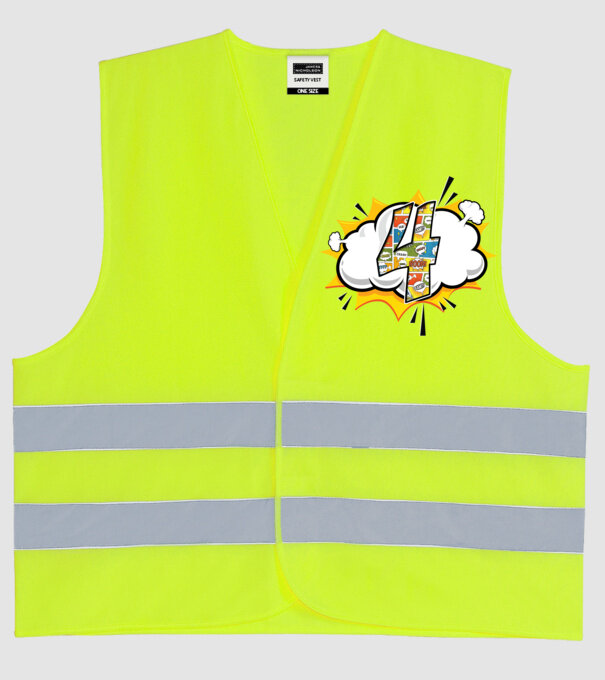 Birthday Comic Number 4 model galben neon pe tricou