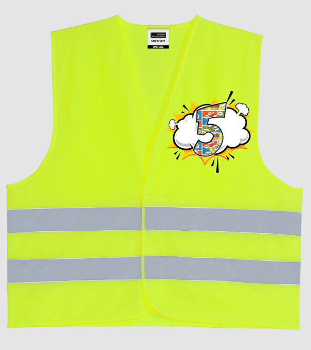 Birthday Comic Number 5 model galben neon pe tricou