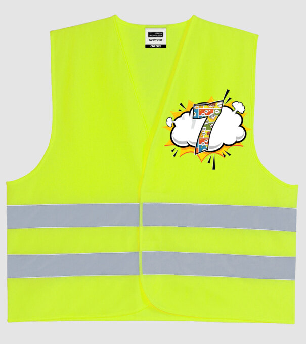 Birthday Comic Number 7 model galben neon pe tricou