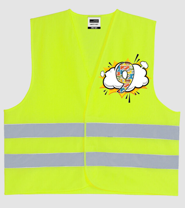 Birthday Comic Number 9 model galben neon pe tricou