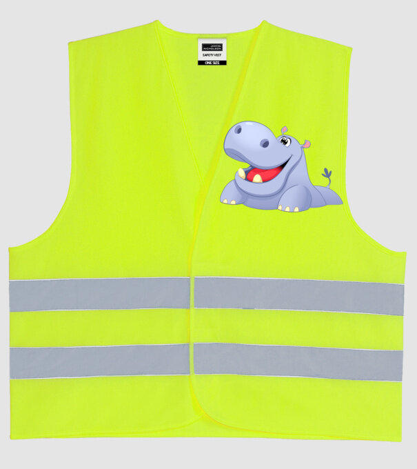 Cute Hippo model galben neon pe tricou