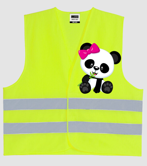 cute panda girl model galben neon pe tricou