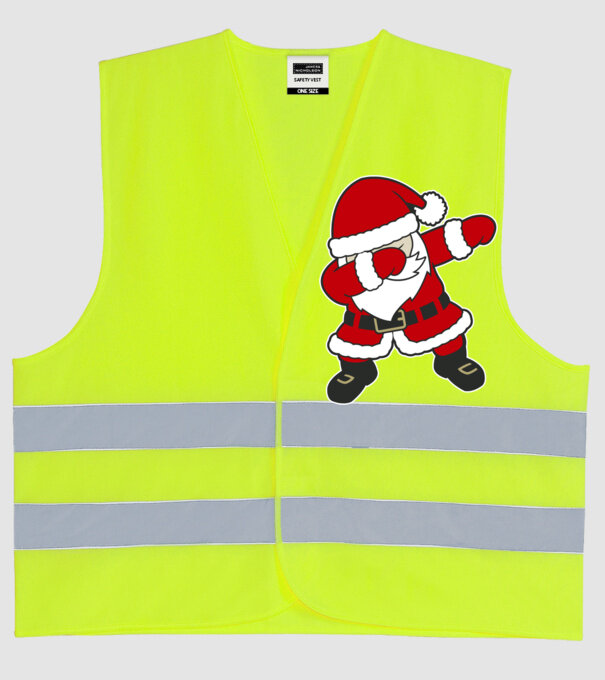 Dabbing Santa model galben neon pe tricou