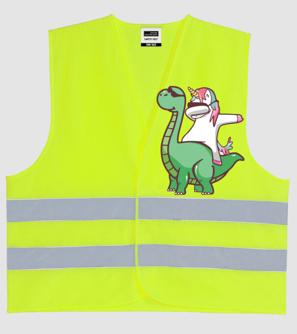 Dinozaur dabunicorn model galben neon pe tricou