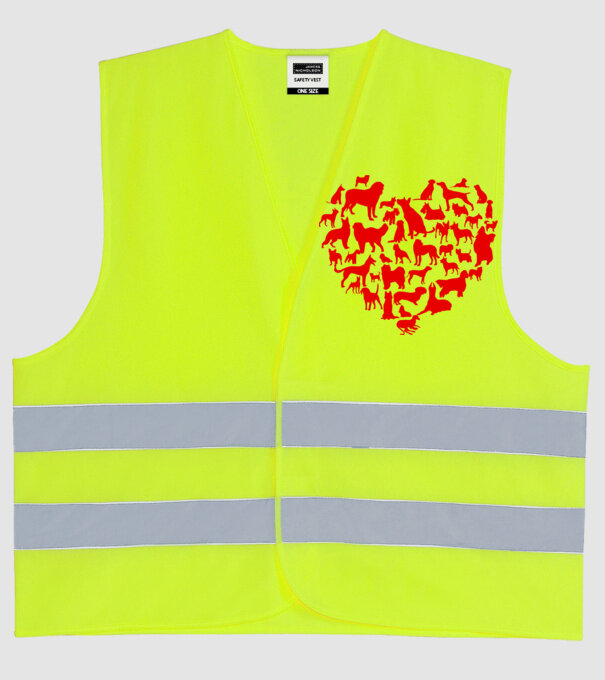 Doggy heart model galben neon pe tricou