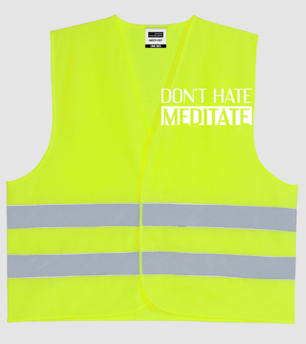 'Don''t hate, meditate' model galben neon pe tricou