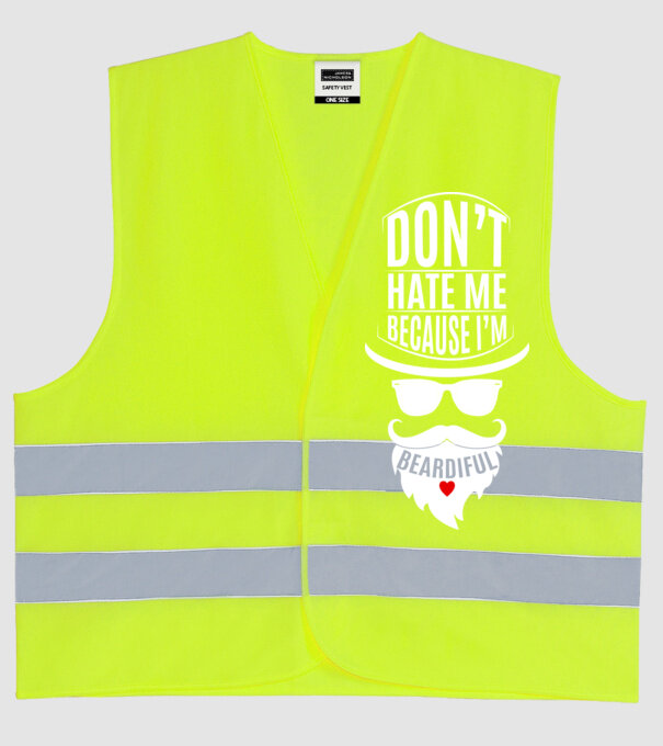 'Don''t hate me because I''m beardiful' model galben neon pe tricou