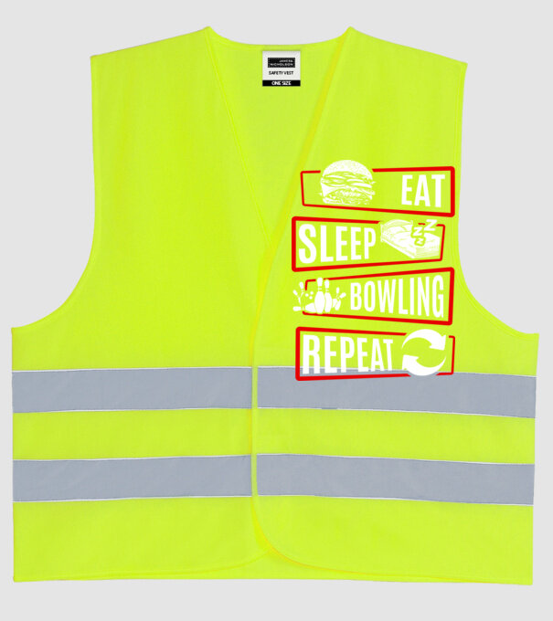 Eat sleep bowling repeat model galben neon pe tricou