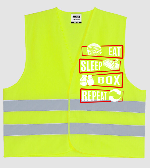 Eat sleep box repeat model galben neon pe tricou
