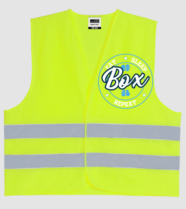 eat sleep box repeat model galben neon pe tricou