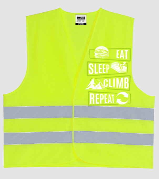 Eat sleep climb repeat model galben neon pe tricou