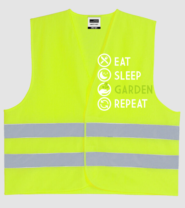 Eat sleep garden repeat model galben neon pe tricou