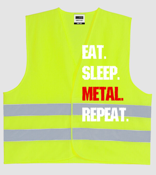 Eat sleep METAL repeat model galben neon pe tricou