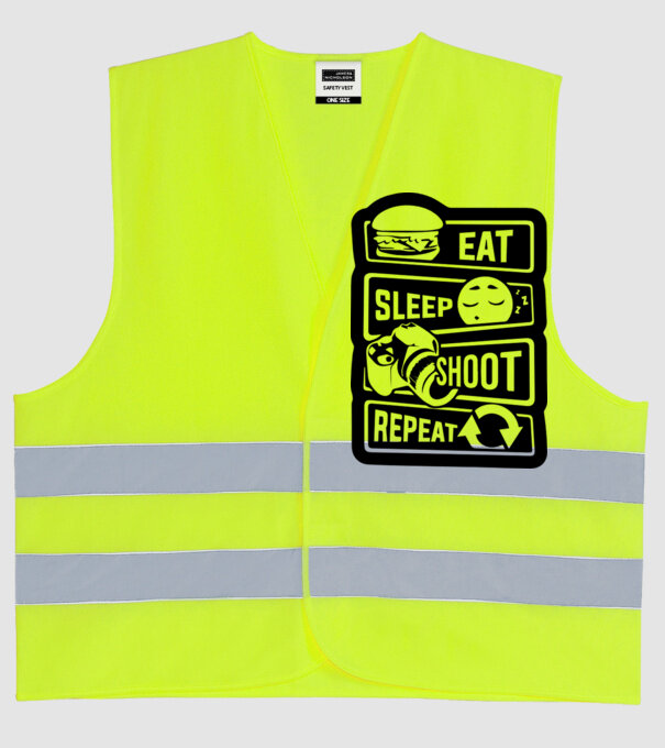 eat sleep shoot repeat model galben neon pe tricou