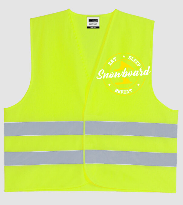 eat sleep snowboard model galben neon pe tricou