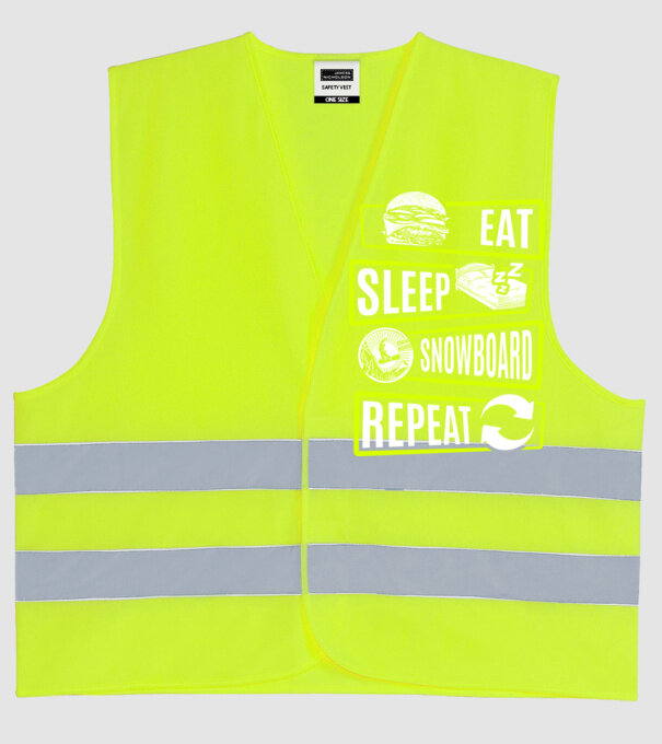 Eat sleep SNOWBOARD repeat V2 model galben neon pe tricou