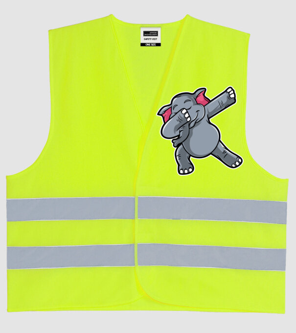 Elefant DAB model galben neon pe tricou