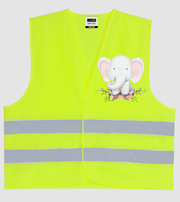 Elefant cu flori model galben neon pe tricou