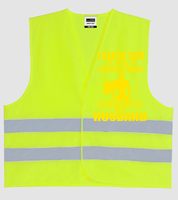 I-am cerut lui Dumnezeu putere și curaj soț eng model galben neon pe tricou