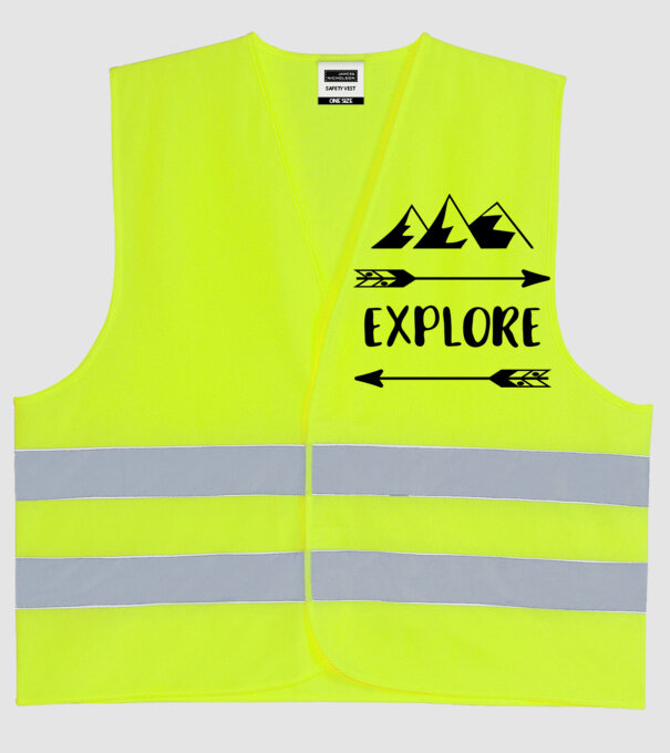 Explore mountains model galben neon pe tricou