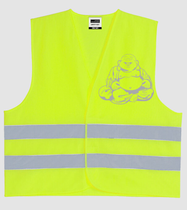 fat buddha model galben neon pe tricou