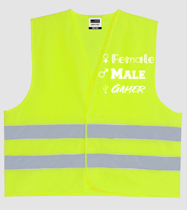 Female Male Gamer model galben neon pe tricou