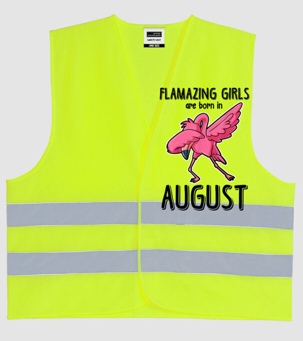 Flamazing girls are born in august black model galben neon pe tricou