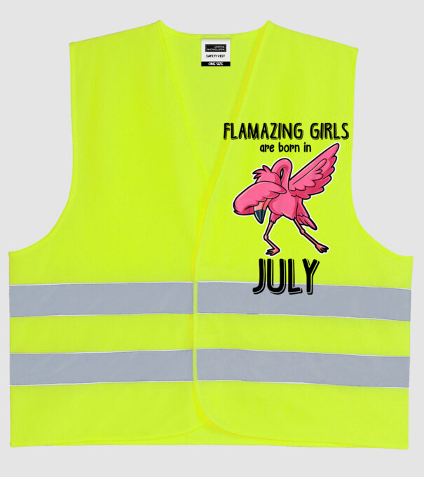 flamazing girls are born in july black model galben neon pe tricou
