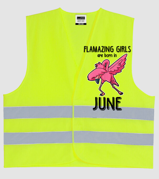 Flamazing girls are born in june black model galben neon pe tricou
