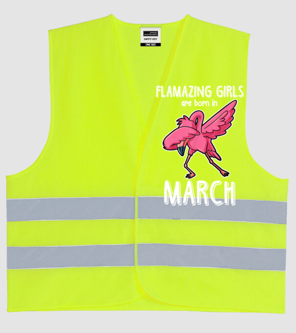 Flamazing girls are born in march model galben neon pe tricou
