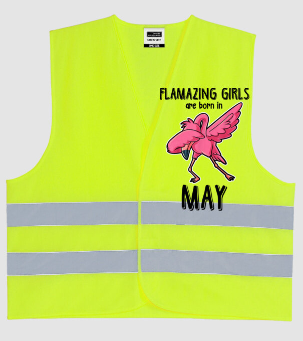 Flamazing girls are born in may black model galben neon pe tricou