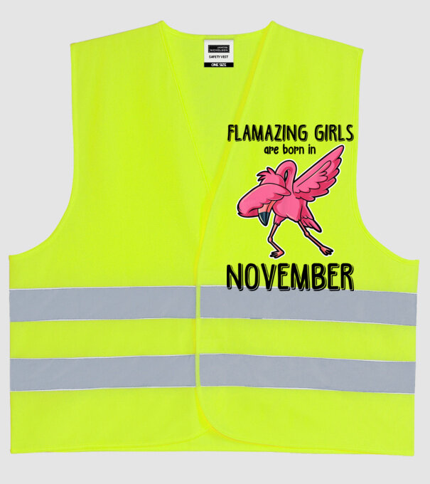 Flamazing girls are born in november black model galben neon pe tricou