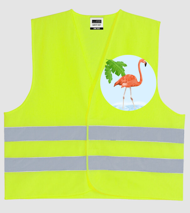 Flamingo model galben neon pe tricou