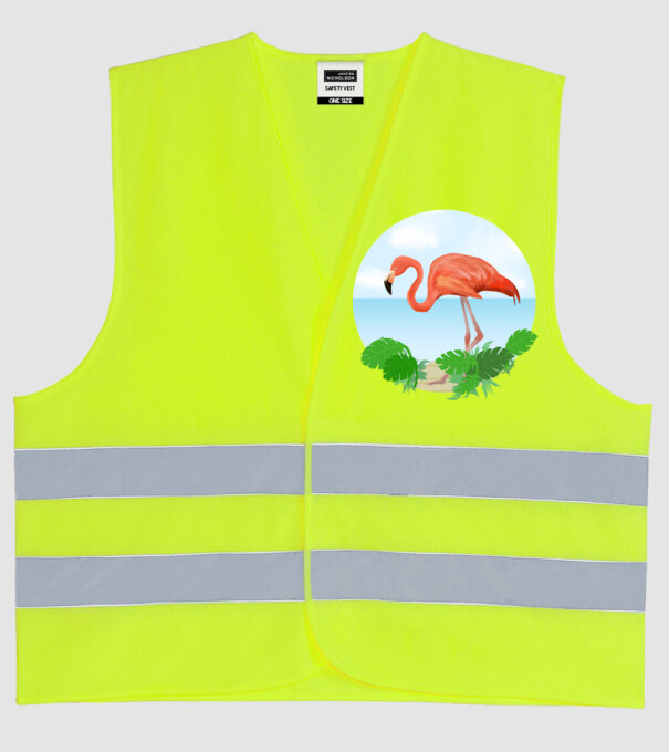 Flamingo model galben neon pe tricou