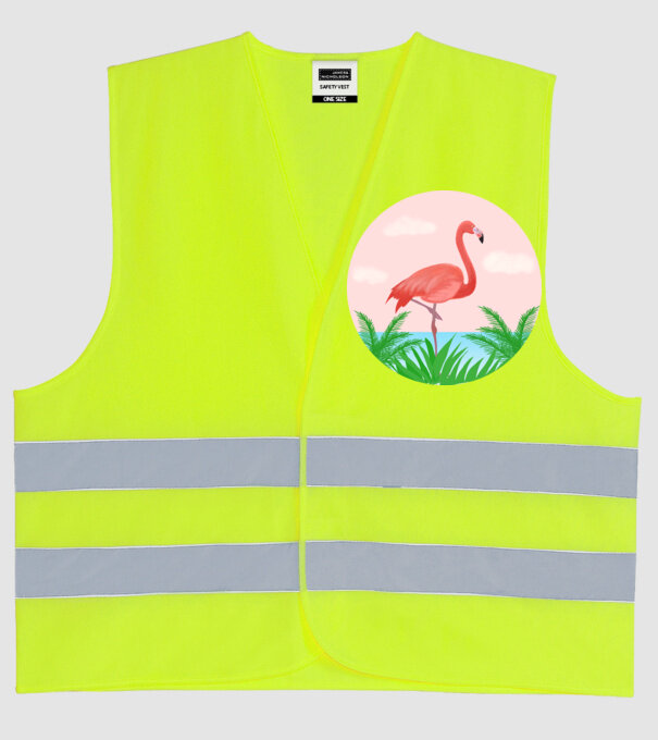 Flamingo model galben neon pe tricou