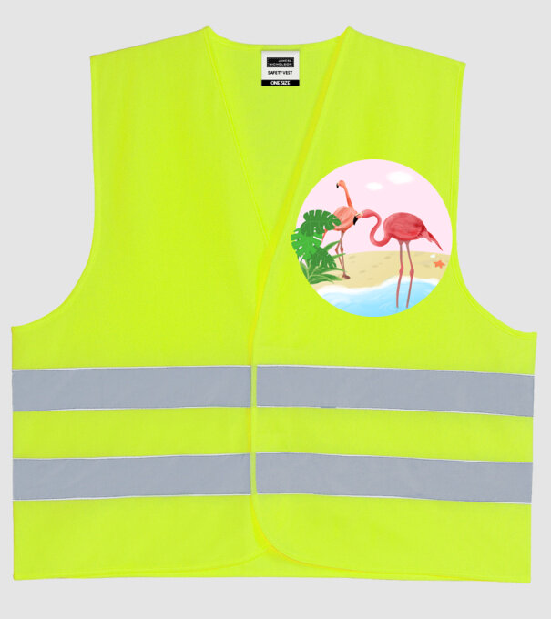 Flamingo model galben neon pe tricou