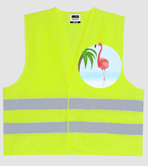 Flamingo model galben neon pe tricou