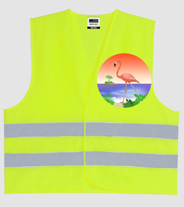Flamingo model galben neon pe tricou