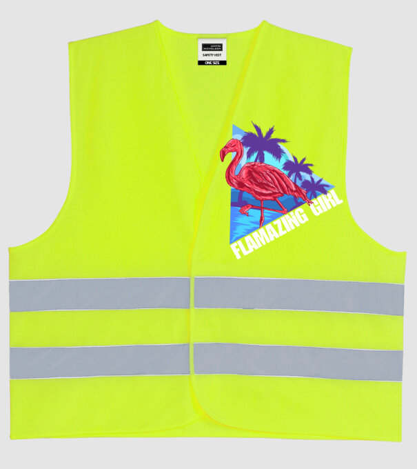 Flamingo girl model galben neon pe tricou