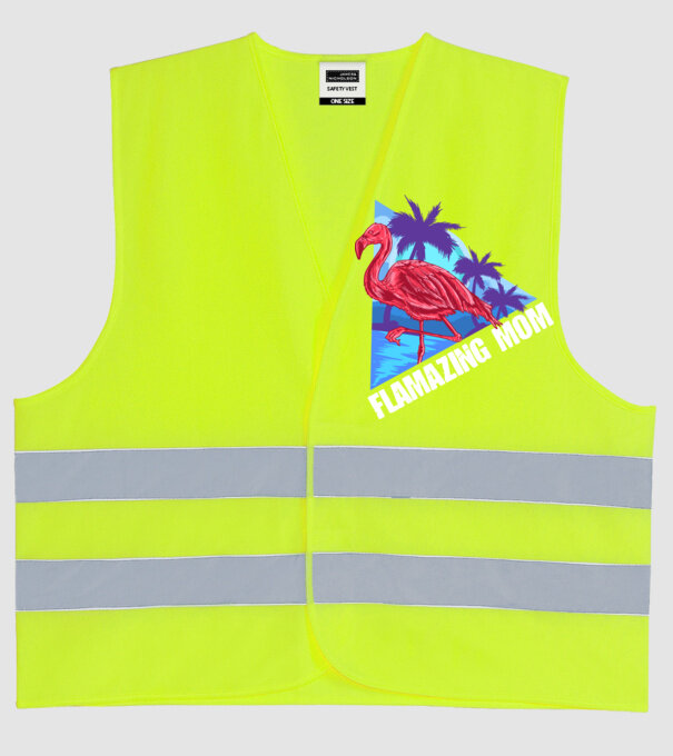 Flamingo mom model galben neon pe tricou