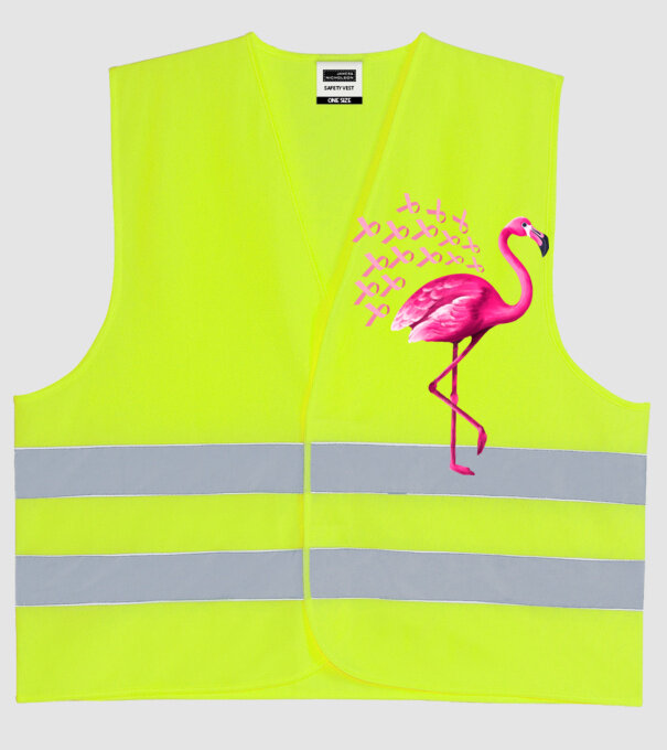Flamingo pink model galben neon pe tricou