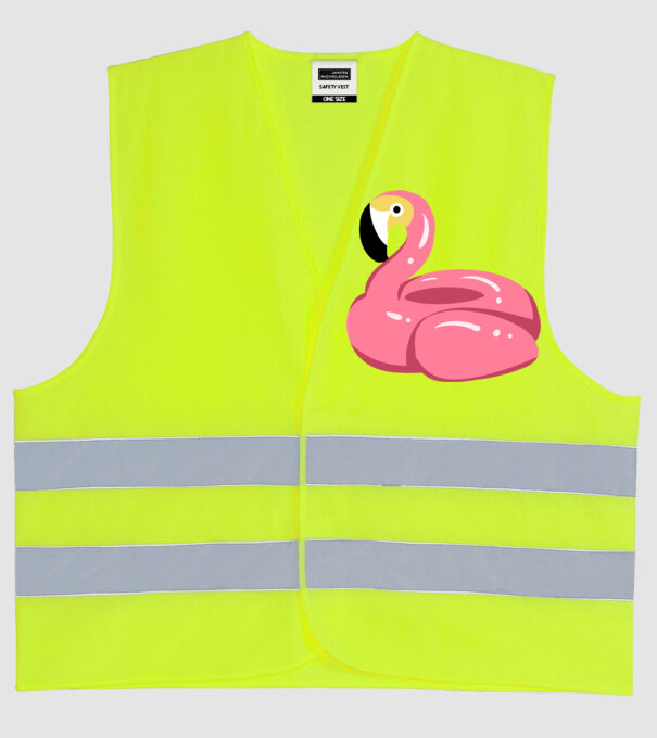 Flamingo colac de înot model galben neon pe tricou