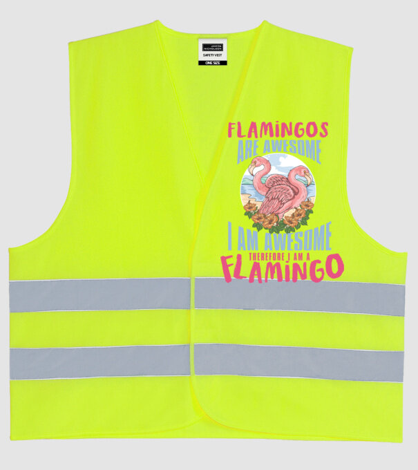 Flamingos are awesome model galben neon pe tricou